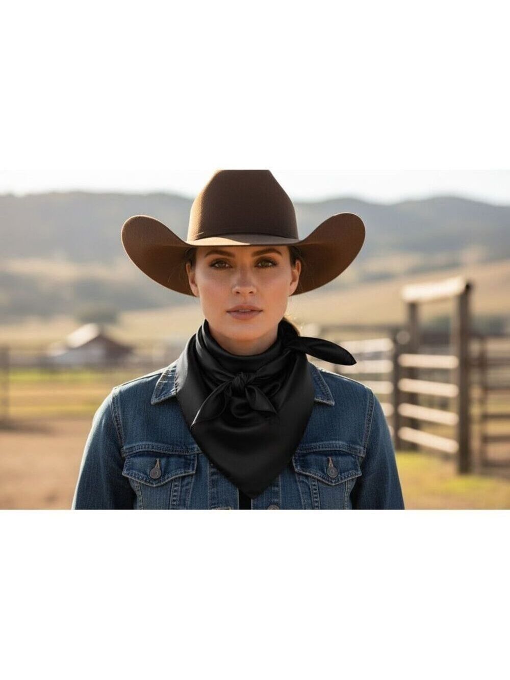 Black Wild Rag Scarf 35x35 Satin Western Cowgirl Cowboy Bandana - Picture 2 of 8